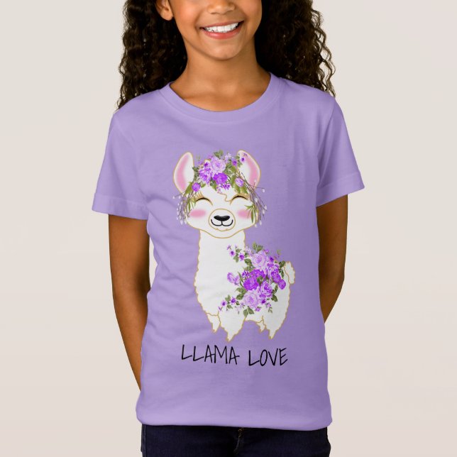 Llama Kärlek - Lila T Shirt (Framsida)