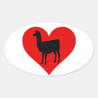 Llama Kärlek Ovalt Klistermärke