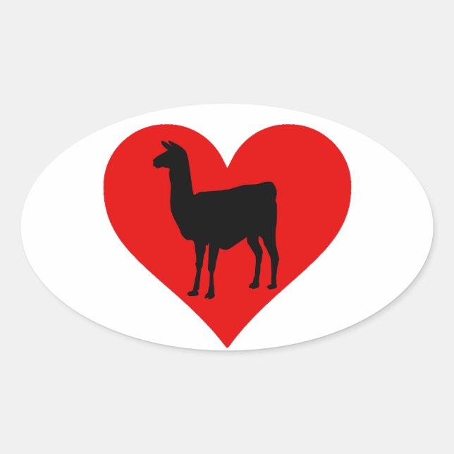 Llama Kärlek Ovalt Klistermärke (Framsida)