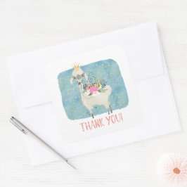 Llama Kärlek Tack Cute Adsible Girls Birthday Fyrkantigt Klistermärke