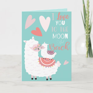 Llama Kärlek till Måne Valentine Helgkort