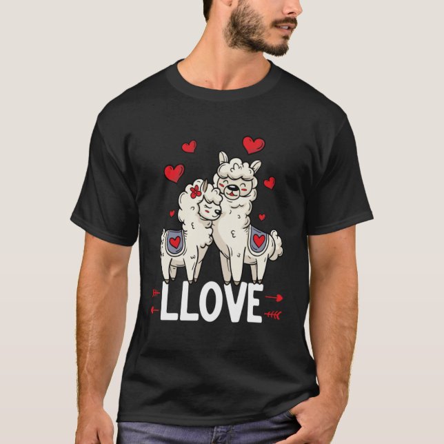 Llama Kärlek Valentine Day Llama Animal T Shirt (Framsida)