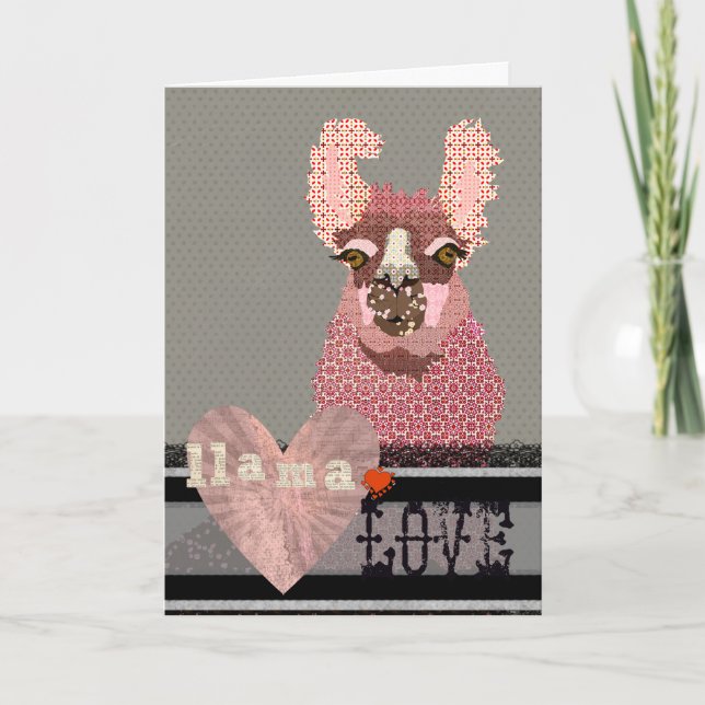 Llama Kärlek Valentine Helgkort (Framsida)