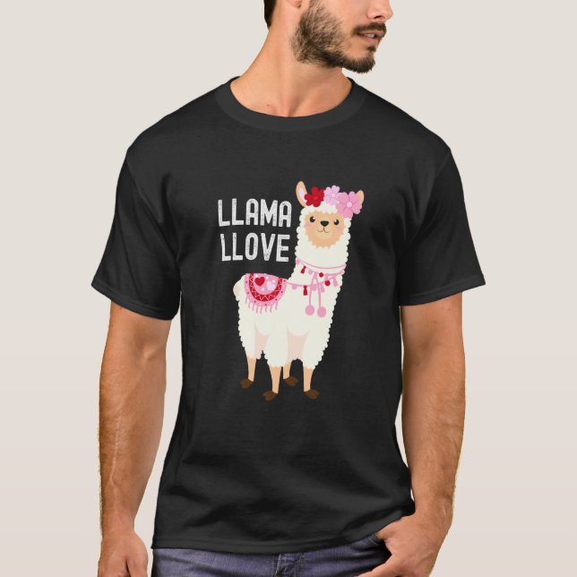 Llama Kärlek Valentines day Llama T Shirt (Framsida)