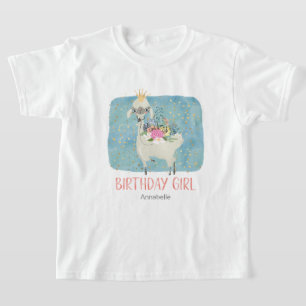 Llama Kärlek Watercolor Cute Birthday Girl Party T Shirt