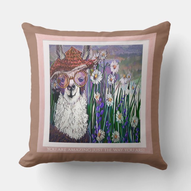 Llama, komprimerad och kostnadsfri kudde (Framsida)