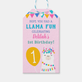 Llama Kul Pink Födelsedagsfirande Tjej Fiesta Presentetikett