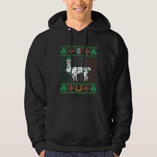 Llama Leprechaun St patricks day Ugly Helgdag Alpa Hoodie (Framsida)