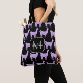 Llama Light Lila Sparkles mönster Monogram Tygkasse