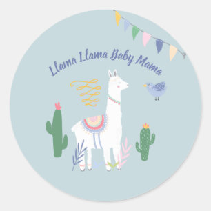 Llama Llama Baby Mamma Baby Shower Runt Klistermärke