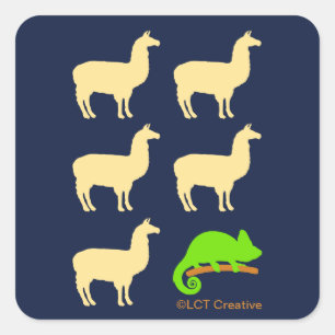 Llama Llama Llama Llama Llama Chameleon Fyrkantigt Klistermärke