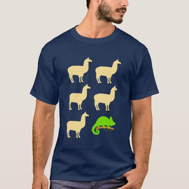 Llama Llama Llama Llama Llama Chameleon T Shirt (Framsida)