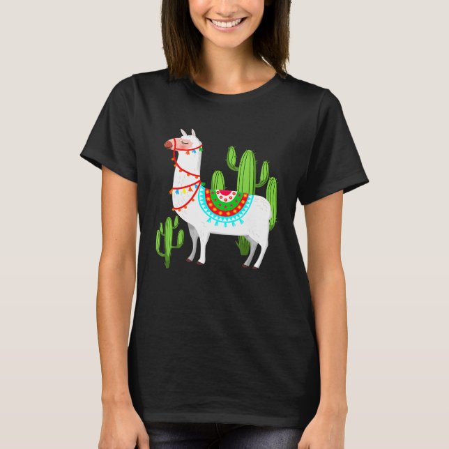 Llama Llama Saker Alpaca Peru Animal Drama T Shirt (Framsida)