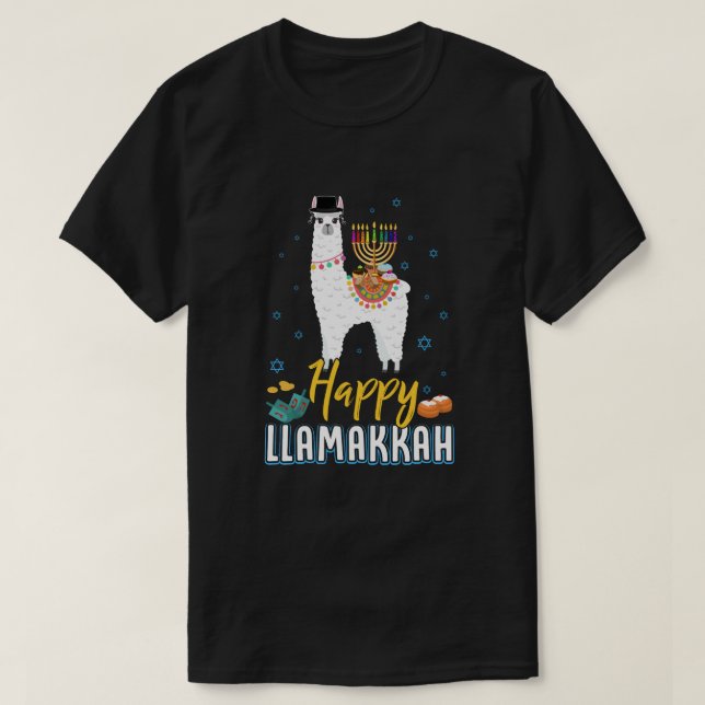 Llama Llamakkah Hanukkah Llama, Lycklig T Shirt (Design framsida)