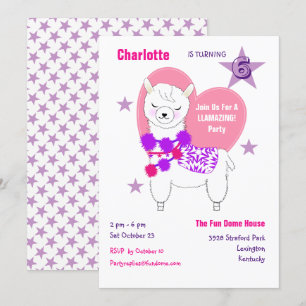 Llama Llamazing Girls Cute Birthday Party Inbjudningar