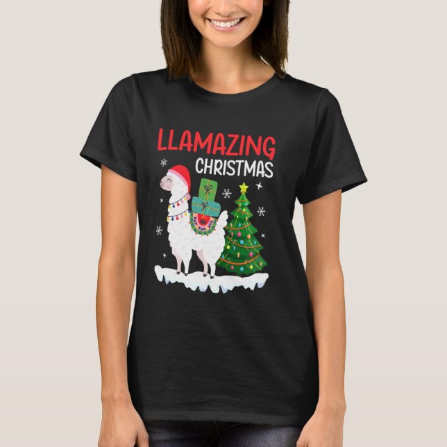 Llama Llamazing jul Pajamas for Julafton Party H T Shirt (Framsida)