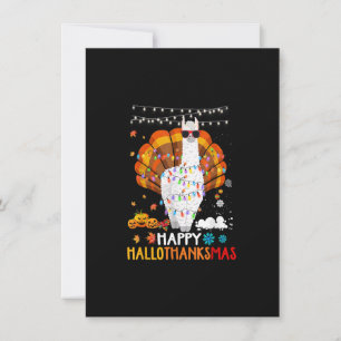 Llama Lycklig Hallothanksmas Halloween Thanksgivin Inbjudningar