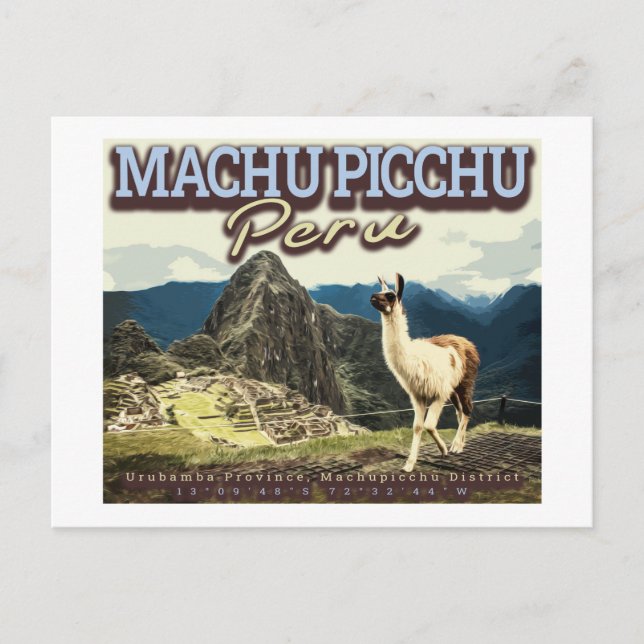 LLAMA - MACHU PICCHU PERU VYKORT (Framsida)