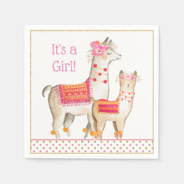 Llama Mama Baby Girl Shower Servetter