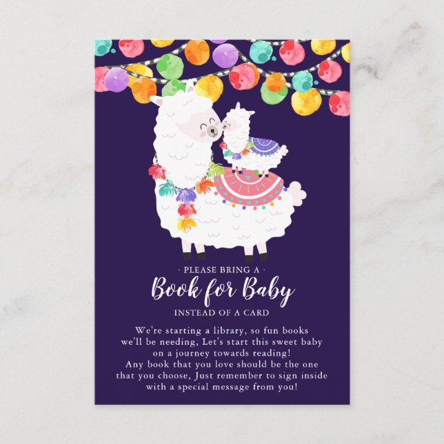 Llama Mamma Baby Shower Bok för Baby Card Tilläggskort (Framsida)