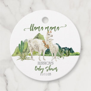 Llama Mamma Baby Shower Watercolor Gåvor Etiketter