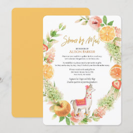 Llama Mamma Blommigt Greenery Baby Shower by Mail Inbjudningar