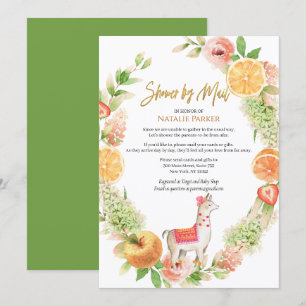 Llama Mamma Blommigt Greenery Baby Shower by Mail Inbjudningar
