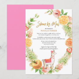 Llama Mamma Blommigt Greenery Baby Shower by Mail Inbjudningar