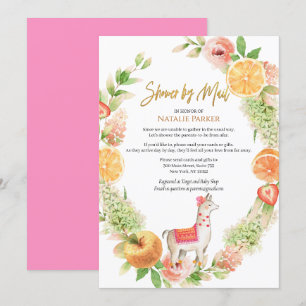 Llama Mamma Blommigt Greenery Baby Shower by Mail Inbjudningar