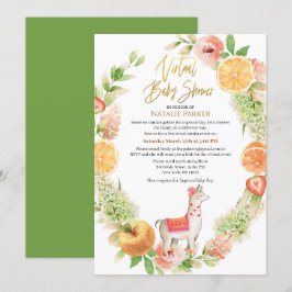 Llama Mamma Blommigt Greenery Virtuell Baby Shower Inbjudningar