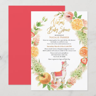 Llama Mamma Blommigt Greenery Virtuell Baby Shower Inbjudningar