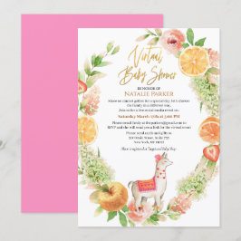 Llama Mamma Blommigt Greenery Virtuell Baby Shower Inbjudningar