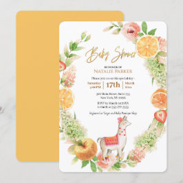 Llama Mamma Citrus Blommigt Greenery Baby Shower Inbjudningar