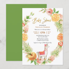 Llama Mamma Citrus Blommigt Greenery Baby Shower Inbjudningar