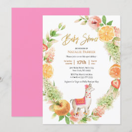 Llama Mamma Citrus Blommigt Greenery Baby Shower Inbjudningar