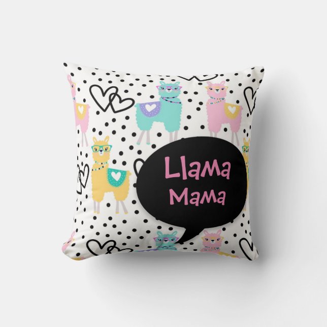Llama Mamma, Cute Pillow, Mors dag, Gift Kudde (Framsida)
