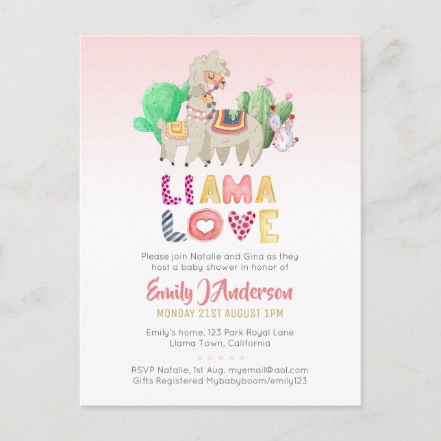 Llama Mamma Fiesta Cacti Roligt Modern Girl Boy Vykort (Framsida)