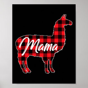 Llama Mamma jul Red Plade Matching Family Paj Poster