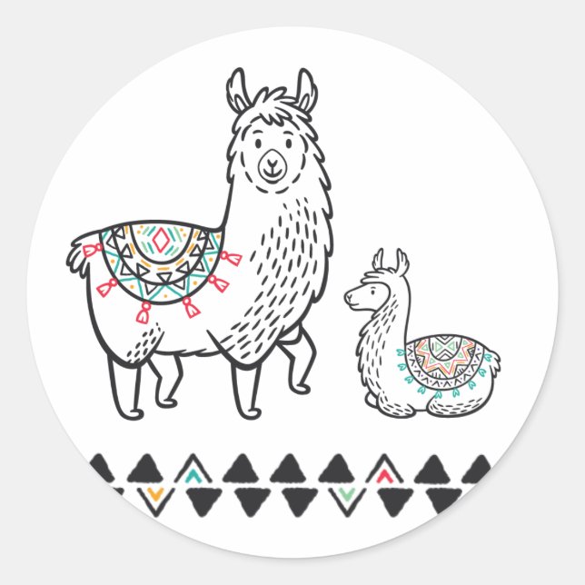 Llama Mamma Sticker Runt Klistermärke (Framsida)