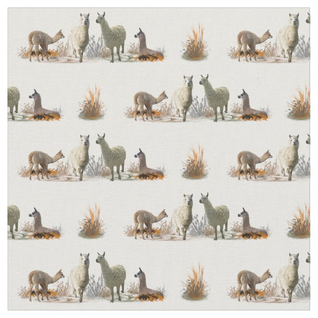 Llama Meadow Fabric (välj färg) Tyg (Närbild)