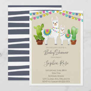 Llama med Cactus Baby Shower Inbjudan