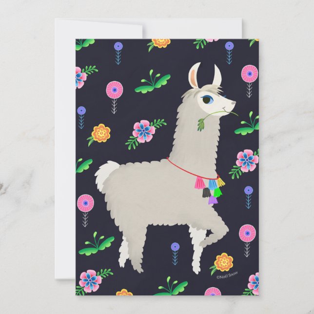 Llama med Flowers DIY Blank Inbjudningar (Framsida)