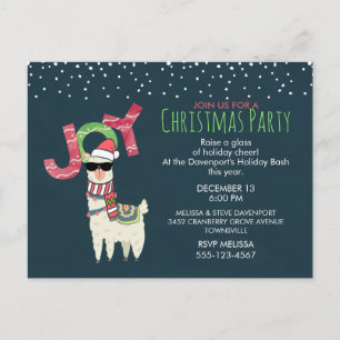 Llama med jultomten jul Party Inbjudan