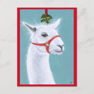 Llama med Mistletoe julkort för Helgdag Vykort
