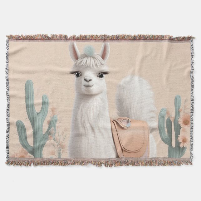 Llama med Saddle i öknen Filt (Framsidan)