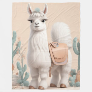 Llama med Saddle i öknen Fleecefilt
