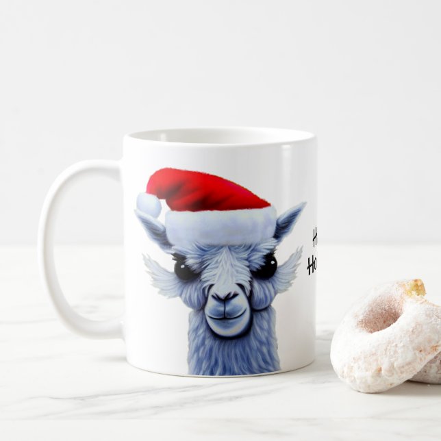 Llama med Santa Hat-kaffe Mugg (Med munk)