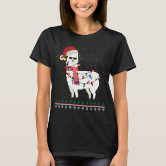 Llama med Sol glas och jultomten jul T Shirt