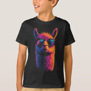 Llama med solglasögon färgade utan Drama Anim T Shirt