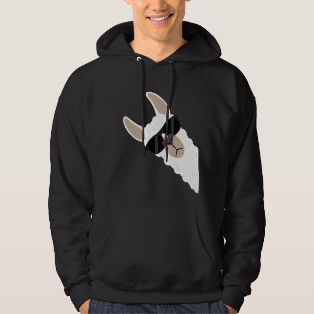 Llama med sunglass coola alpaca hoodie (Framsida)